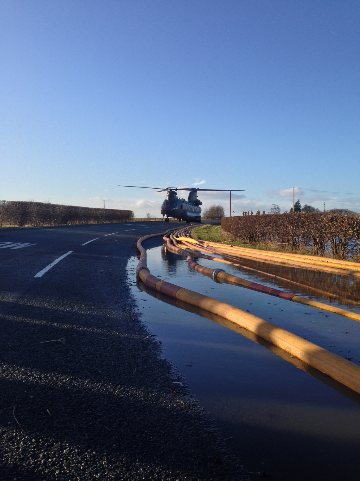 The Chinook helicopter involved in flood relief work near to Shropshire fire crews
