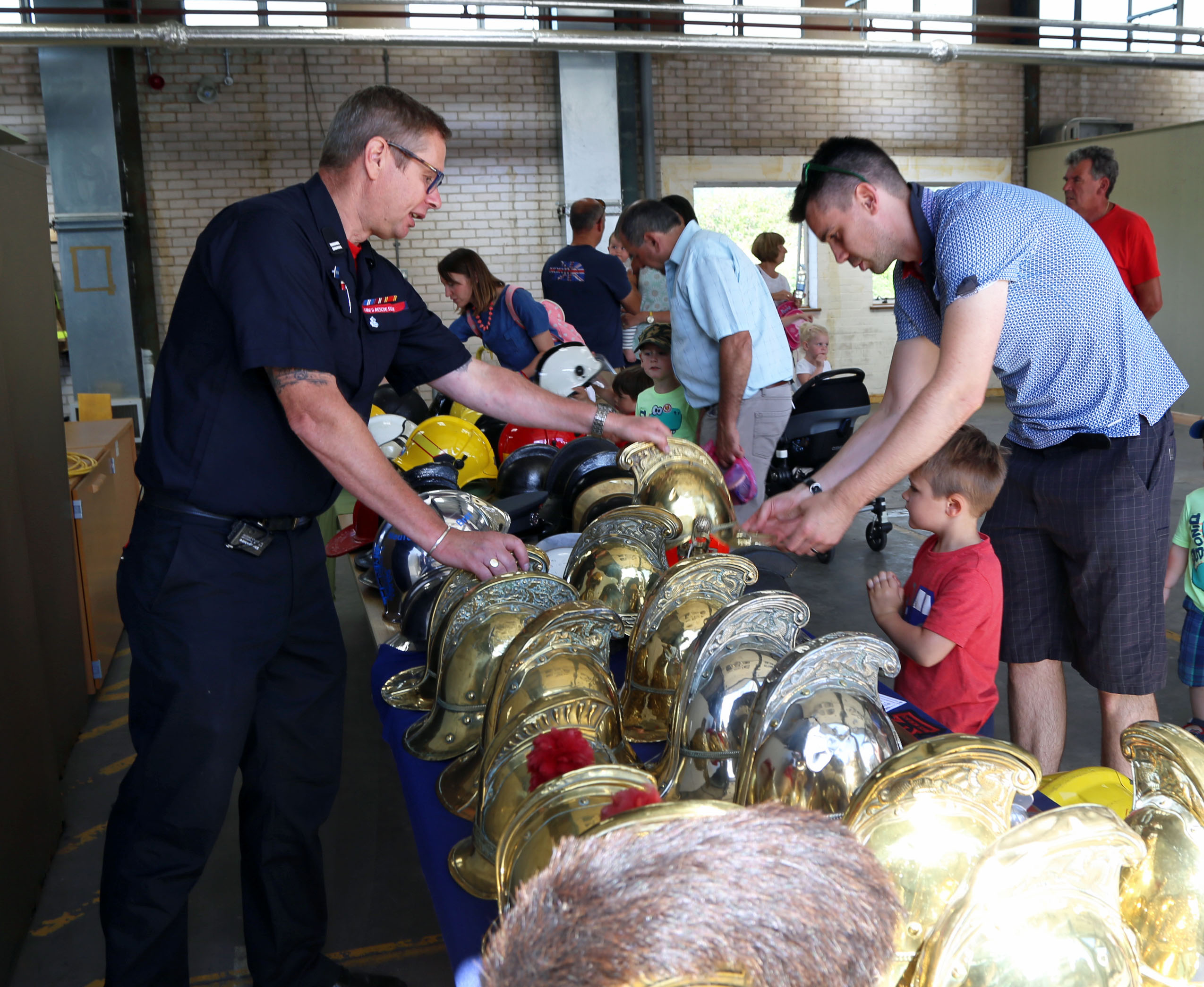 A selection of old firefighter helmets from through the ages were on display at Shrewsbury fire station open day
