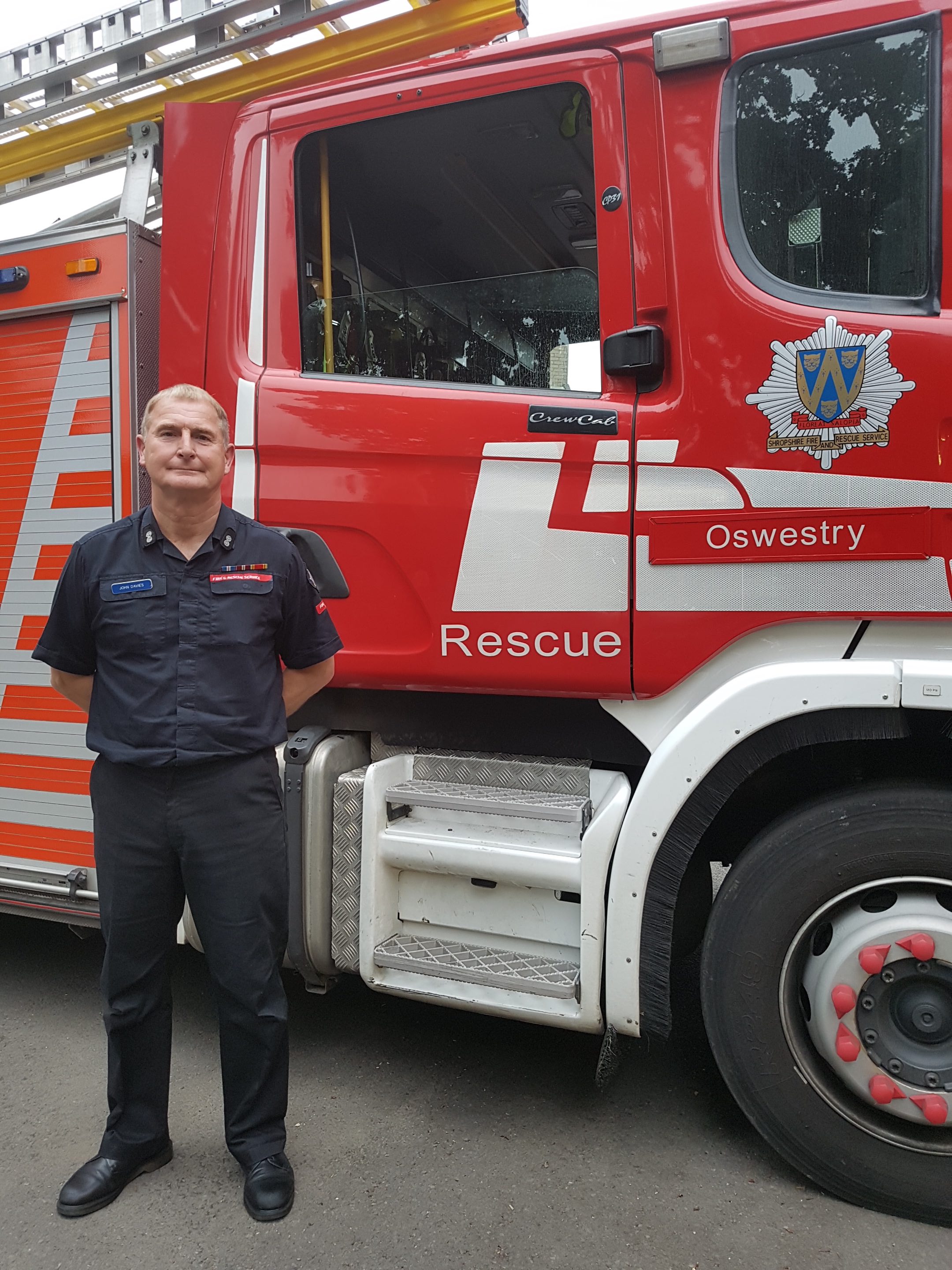 Oswestry Watch Manager John Davies retires after a 33 year career as an on call firefighter
