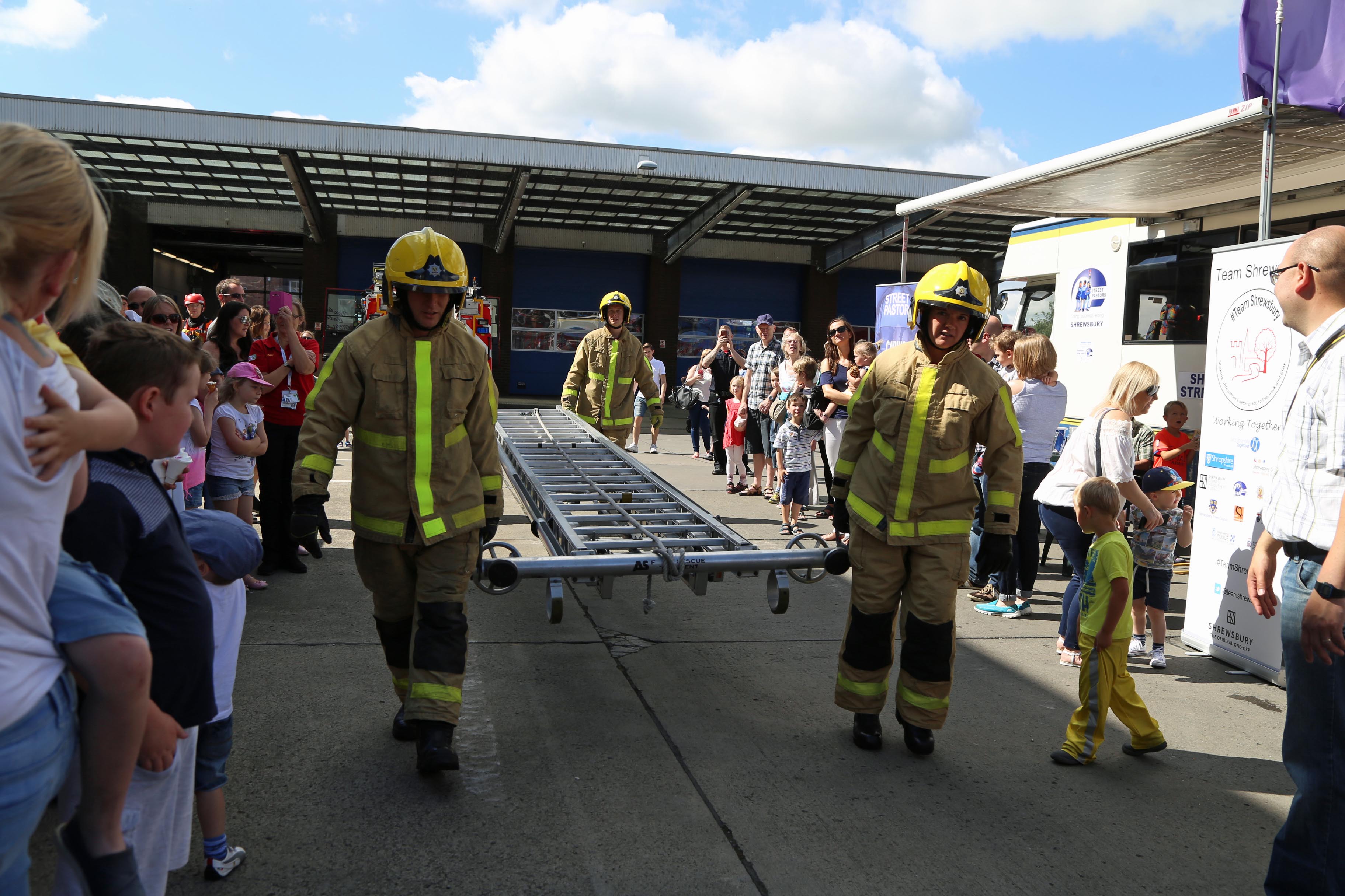 Firefighters gave a ladder skills display 