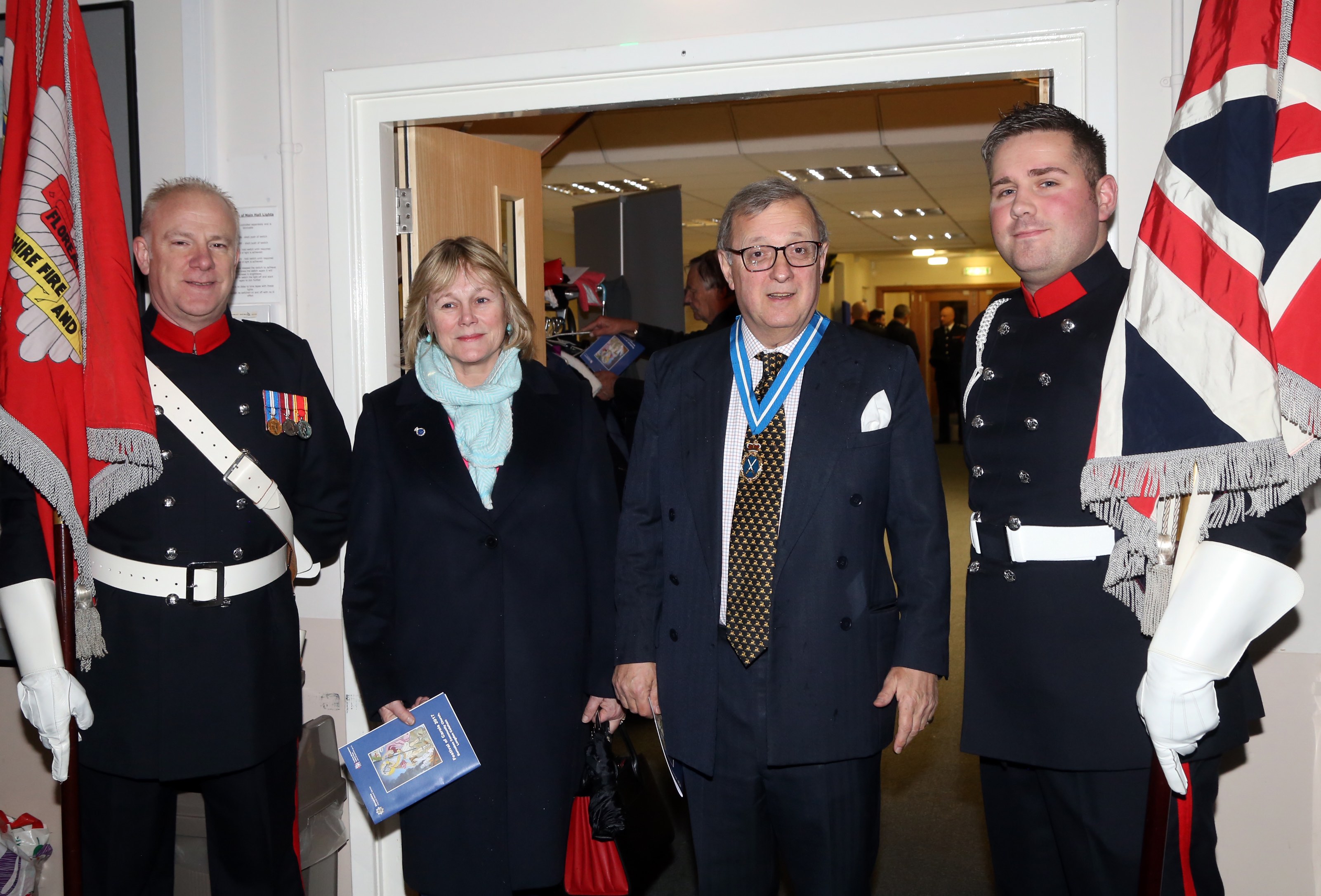 Shropshire High Sheriff and his wife are welcomed to Shropshire Fire and Rescue Service's Festival of Carols