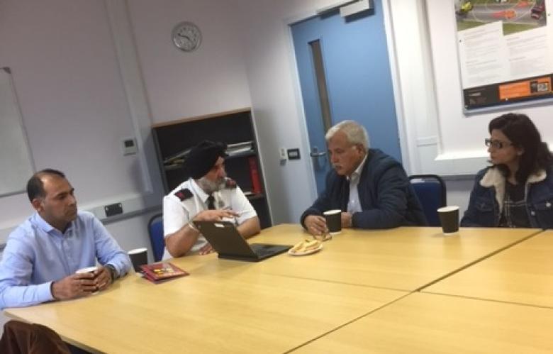 Muhammed Younis, Rabinder Dhami, Afzal Malik and Erum Afzal discuss Shropshire's fire safety educational programme