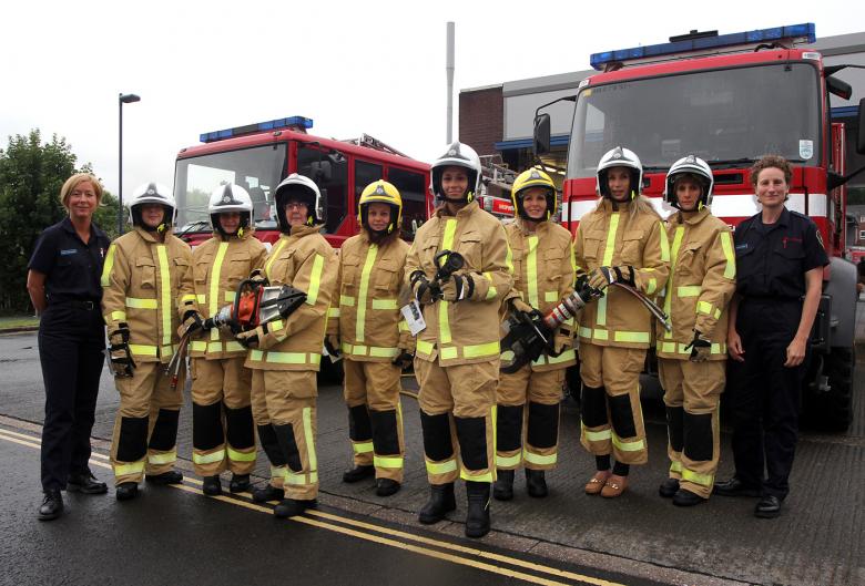 Shropshire women at a firefighting taster session in Shrewsbury