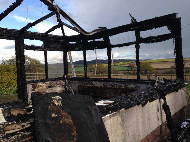 Beautiful conservatory views over Shropshire countryside were destroyed in a dryer fire 