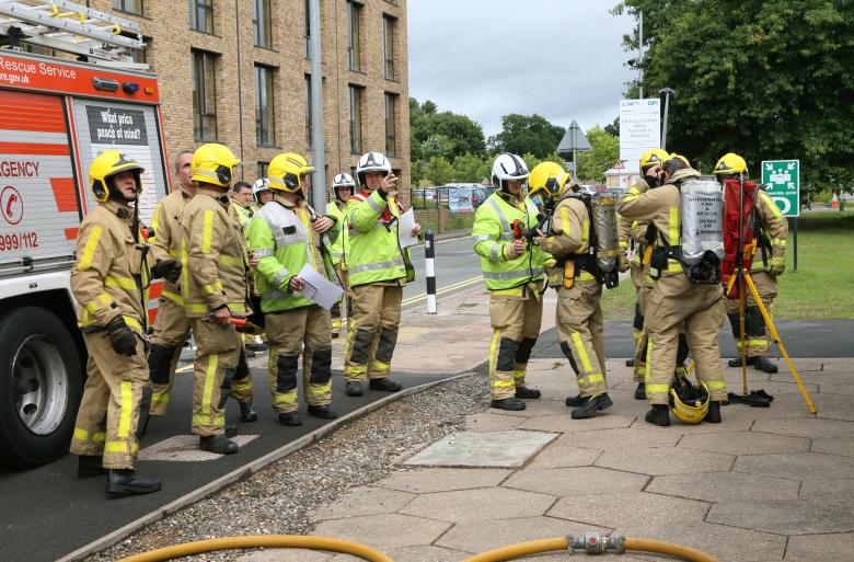 Shropshire firefighters train to search and rescue casualties in a training exercise at Royal Shrewsbury Hospital.