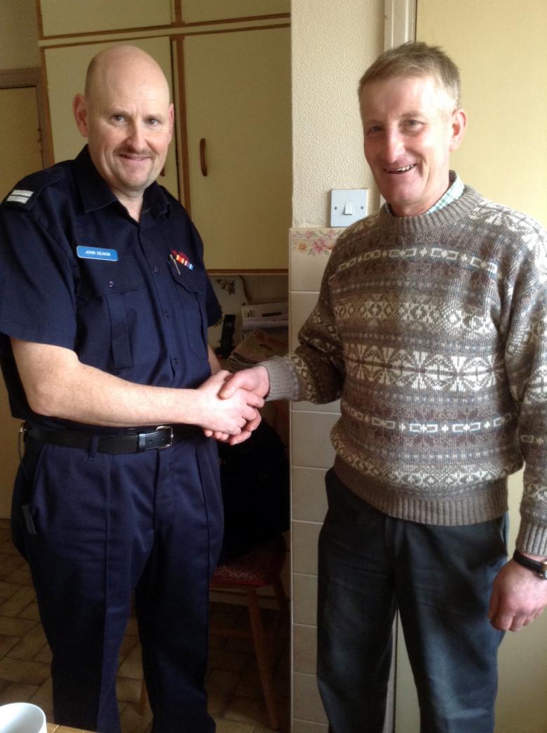 Thank you from rescued farmer Graham Heatley to Ellesmere crew manager John Deakin.