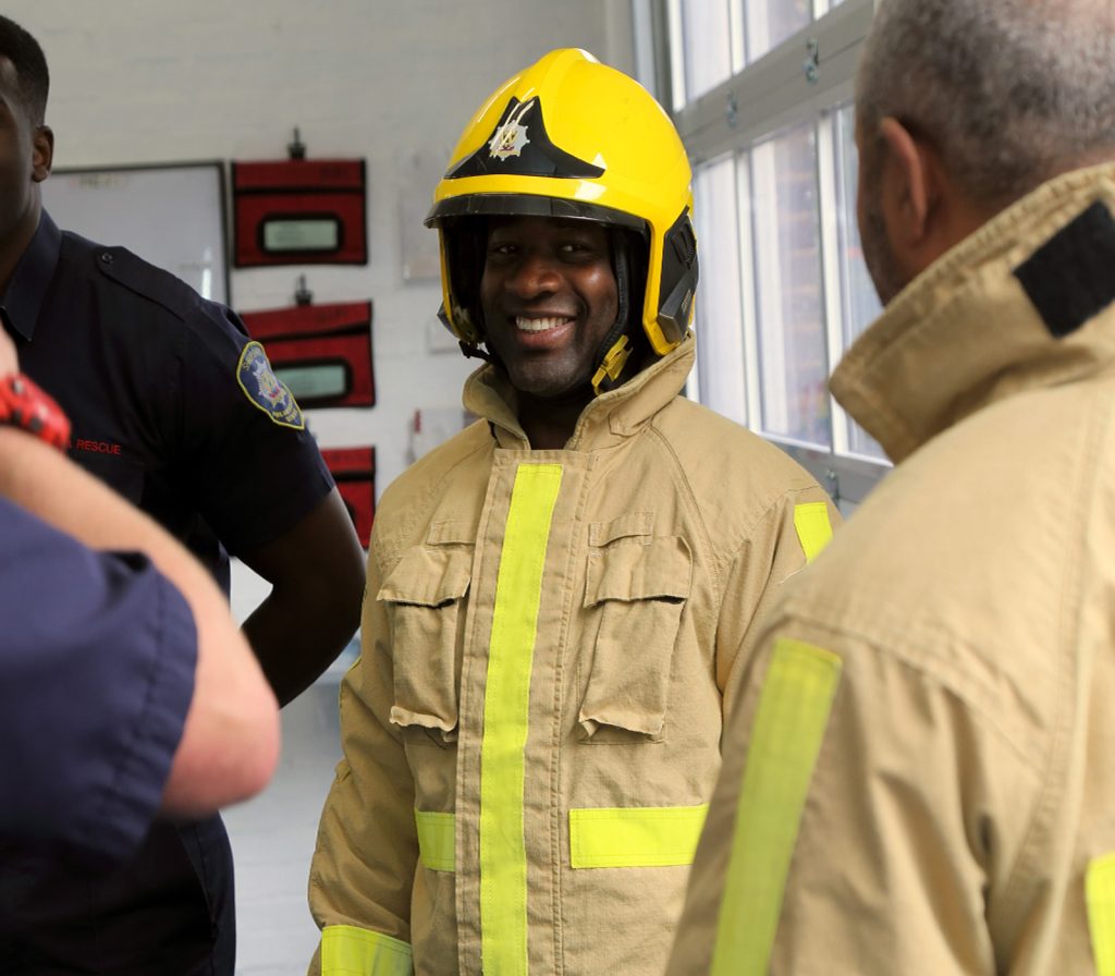 Fitzroy Lindsay in fire kit