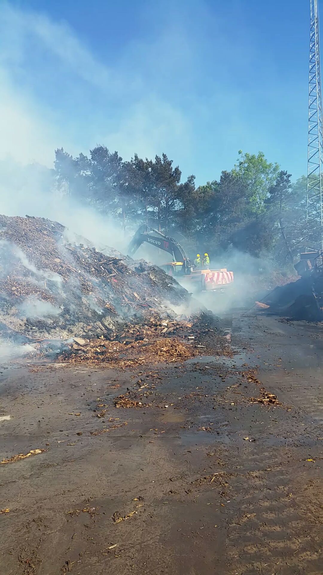 The fire at Wood Lane, Ellesmere, on June 3, in which firefighters and Tudor Griffiths staff worked for seven days to completely put out.