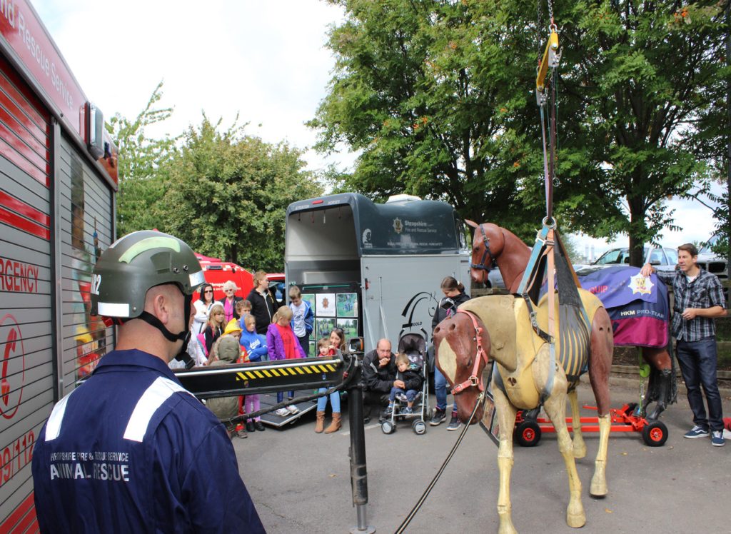 Firefighting skills will be on display at Wellington Fire Station’s open day on Saturday, August 19, including those of the animal rescue team pictured here in training with Bullseye, a dummy horse.